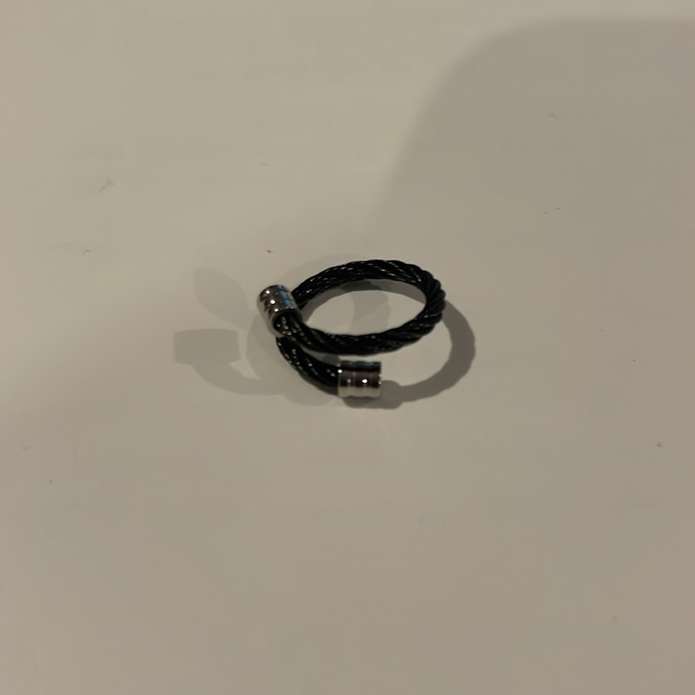 Black Cable Bangle & Ring Set - image 3